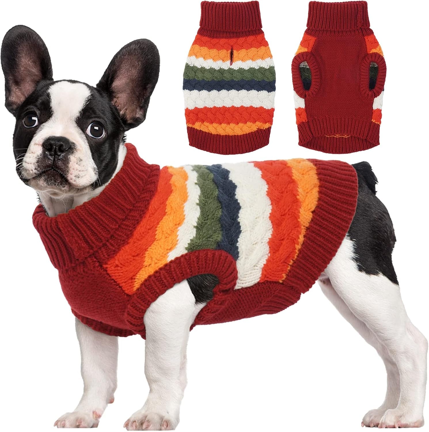 Kuoser Warm Hundepullover, Hundepullover Kleine Hunde, Hundepullover Mittelgroße Hunde, Hundepullover Fleece, Hunde Kleidung Für Kleine Hunde,Winter Hundepullover Rot XL