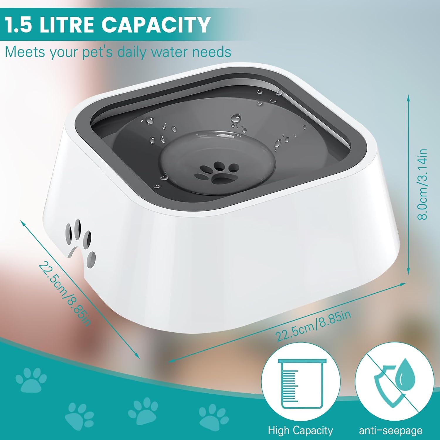 Trinknapf Auslaufsicher Katze,  1.5L Kein Verschütten Auslaufsicher Hundenapf, Wassernapf Für Hunde anti Schwapp, Anti-Schwapp Wasserspender Für Haustiere & Innen & Draußen & Auto