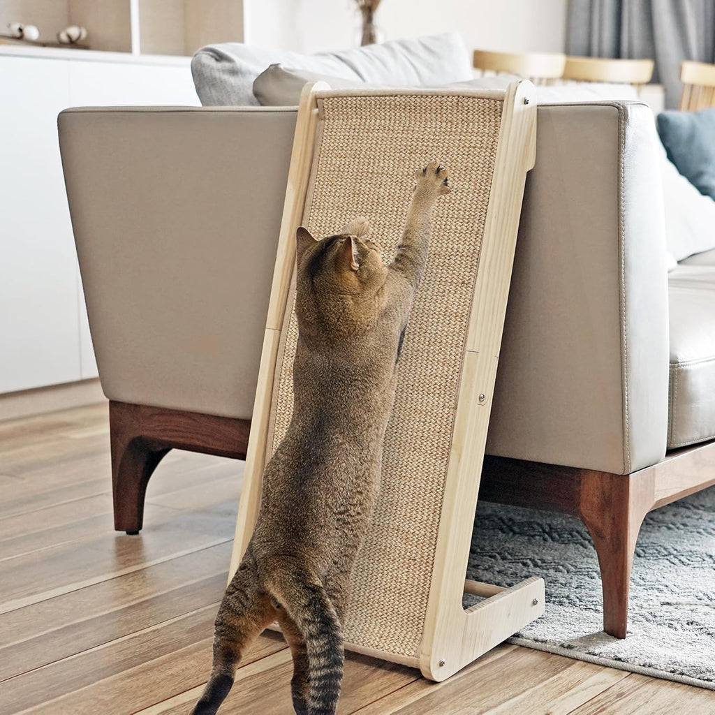 PETKARAY Kratzbrett Katze, 68 Cm Hohe L-Förmiger Sisal Kratzsäule, Dual-Use Kratzpads Für Katzen, Katzenkratzbrett Für Wand Und Ecke (Mit Katzenminze, Mausspielzeug)