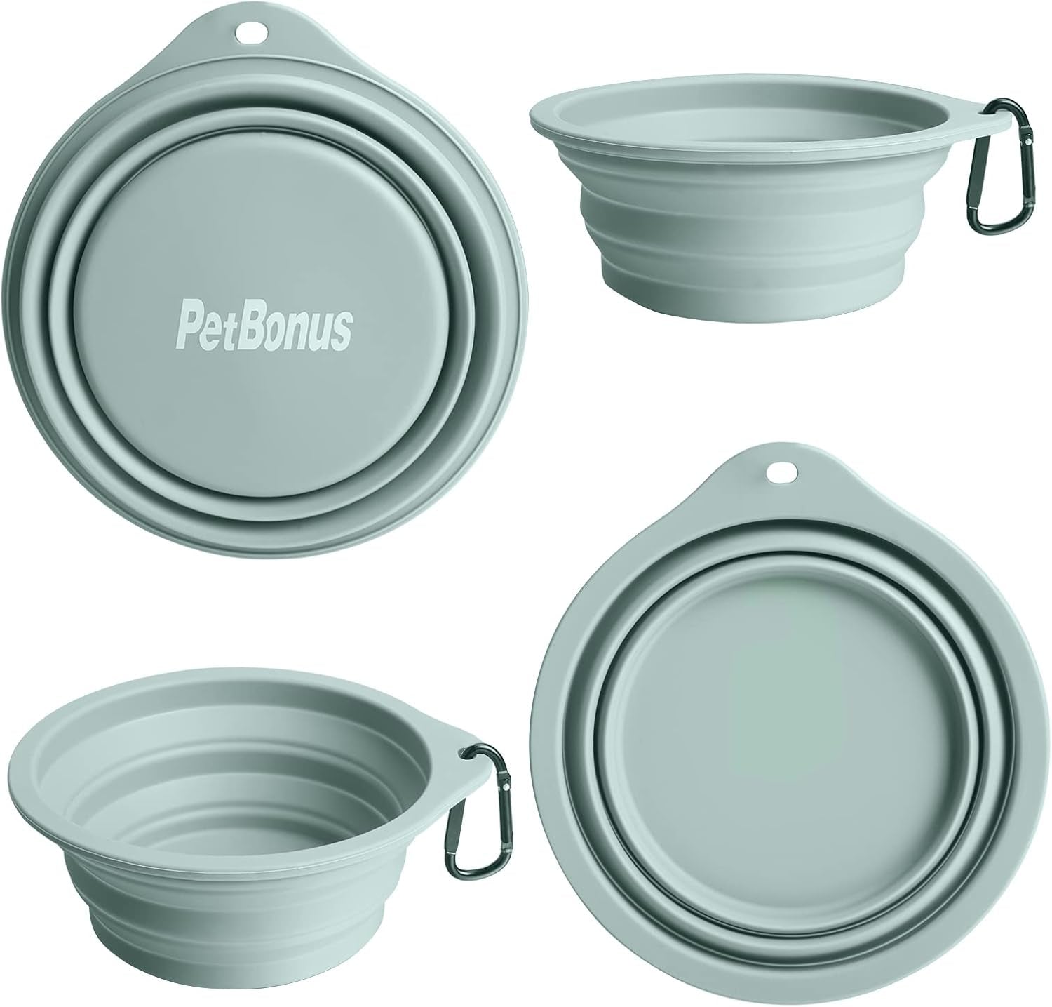 Petbonus Hundenäpfe Faltbar Hundenapf, 2 Stück Silikon Wassernapf Für Hunde Unterwegs, Tragbar Auslaufsichere Reisenäpfe Mit Karabiner Für Hunde Katzen Für Wasser Und Futter (Türkis, Hellbraun)