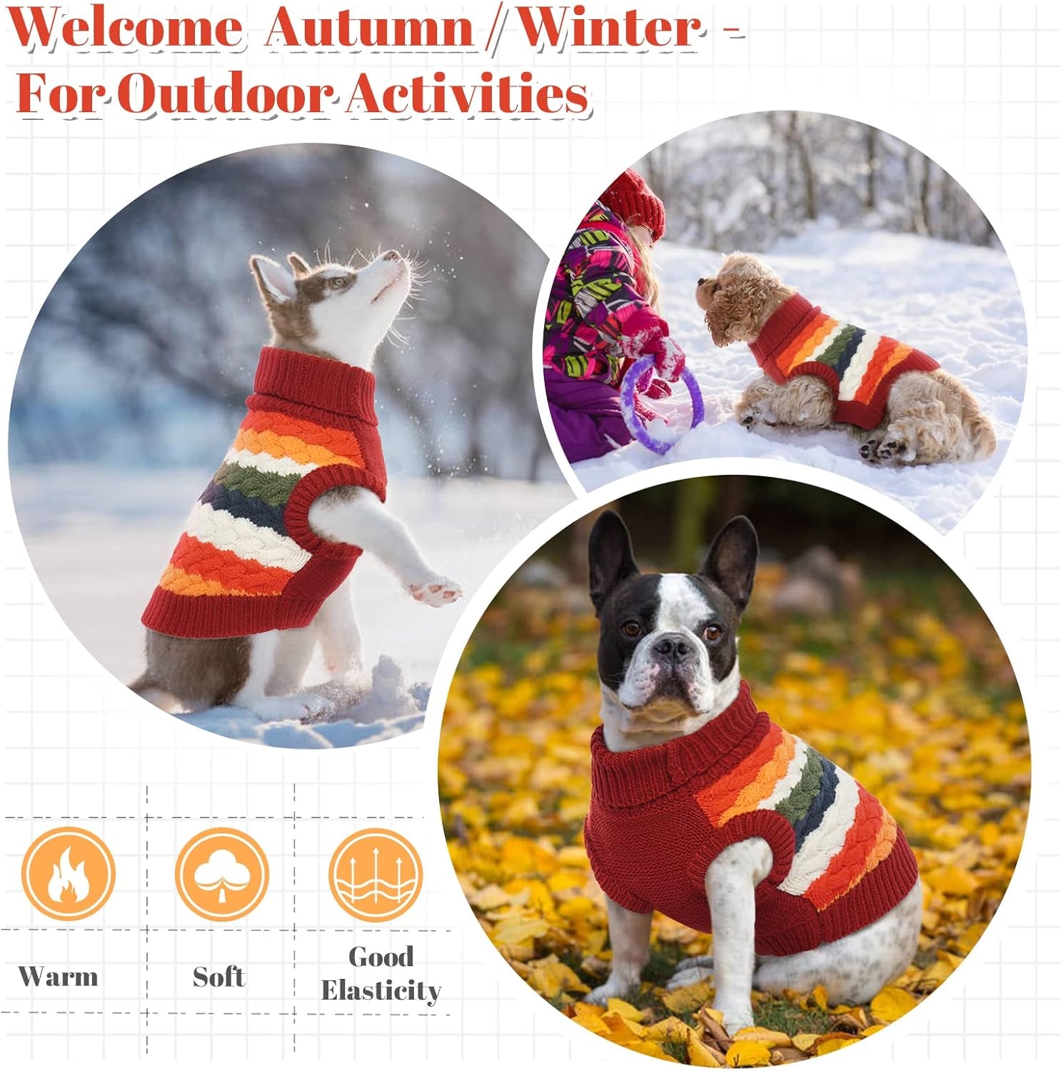 Kuoser Warm Hundepullover, Hundepullover Kleine Hunde, Hundepullover Mittelgroße Hunde, Hundepullover Fleece, Hunde Kleidung Für Kleine Hunde,Winter Hundepullover Rot XL