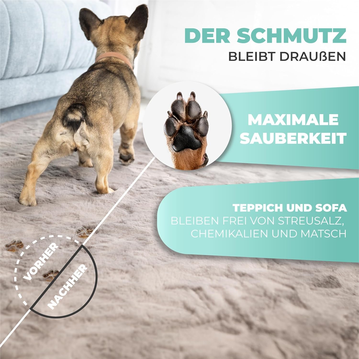 Pfotenreiniger (Größe L, Farbe: Grün) | Saubere Pfoten | Inkl. Mikrofaserhandtuch | 2 Versch. Größen Verfügbar | Spülmaschinenfest | Weiche Bürsten