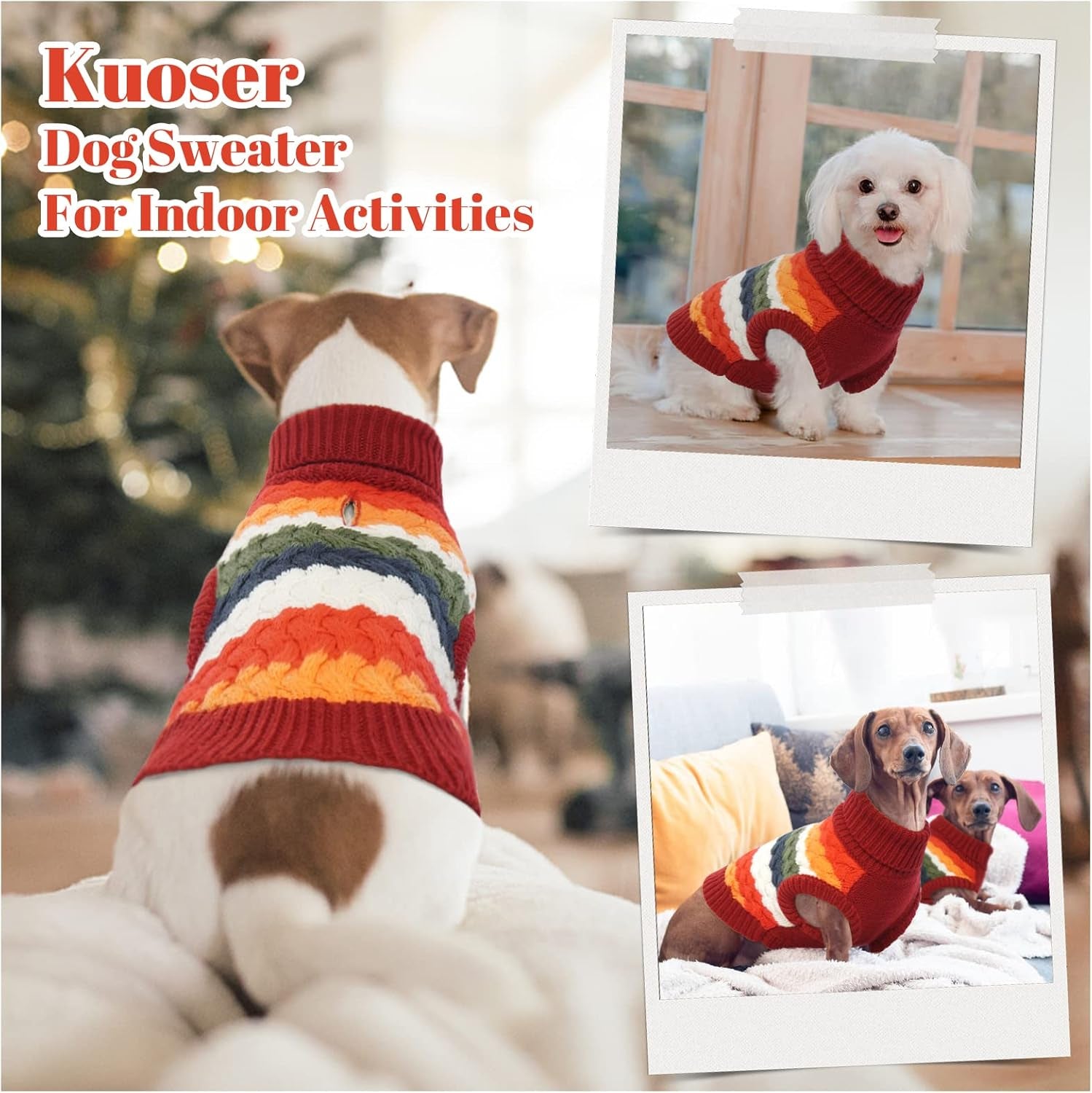 Kuoser Warm Hundepullover, Hundepullover Kleine Hunde, Hundepullover Mittelgroße Hunde, Hundepullover Fleece, Hunde Kleidung Für Kleine Hunde,Winter Hundepullover Rot XL