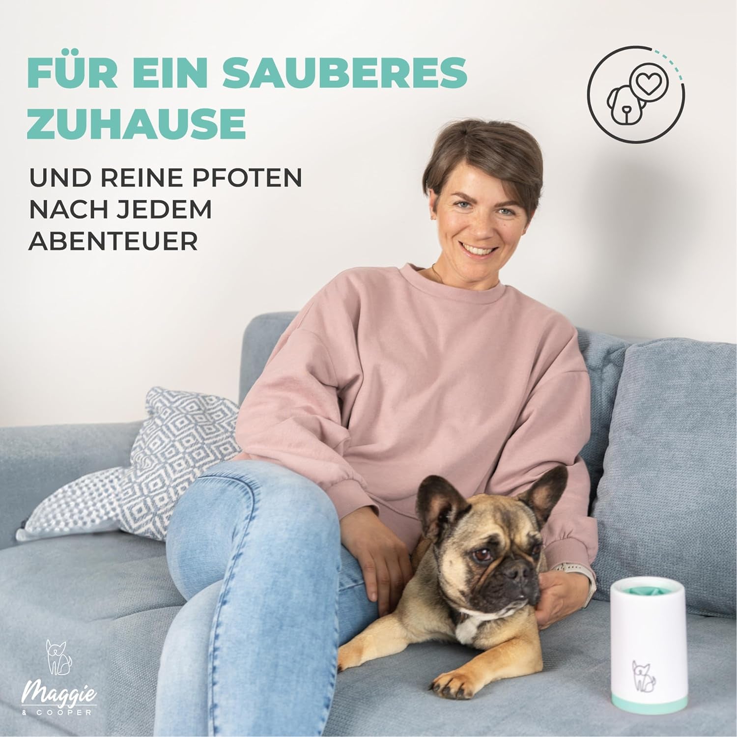 Pfotenreiniger (Größe L, Farbe: Grün) | Saubere Pfoten | Inkl. Mikrofaserhandtuch | 2 Versch. Größen Verfügbar | Spülmaschinenfest | Weiche Bürsten