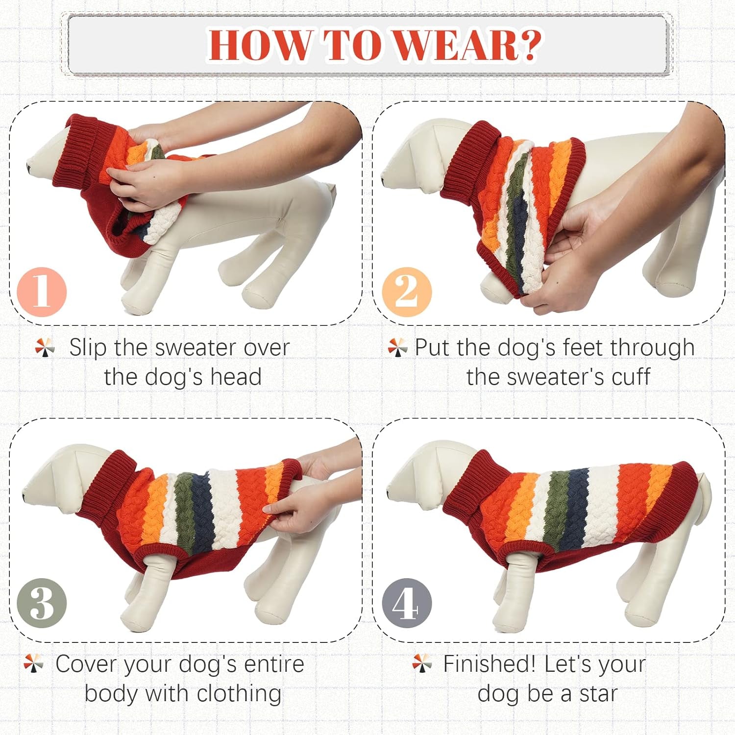 Kuoser Warm Hundepullover, Hundepullover Kleine Hunde, Hundepullover Mittelgroße Hunde, Hundepullover Fleece, Hunde Kleidung Für Kleine Hunde,Winter Hundepullover Rot XL
